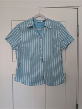 Light Blue Striped Button-Up Shirt Size Large
